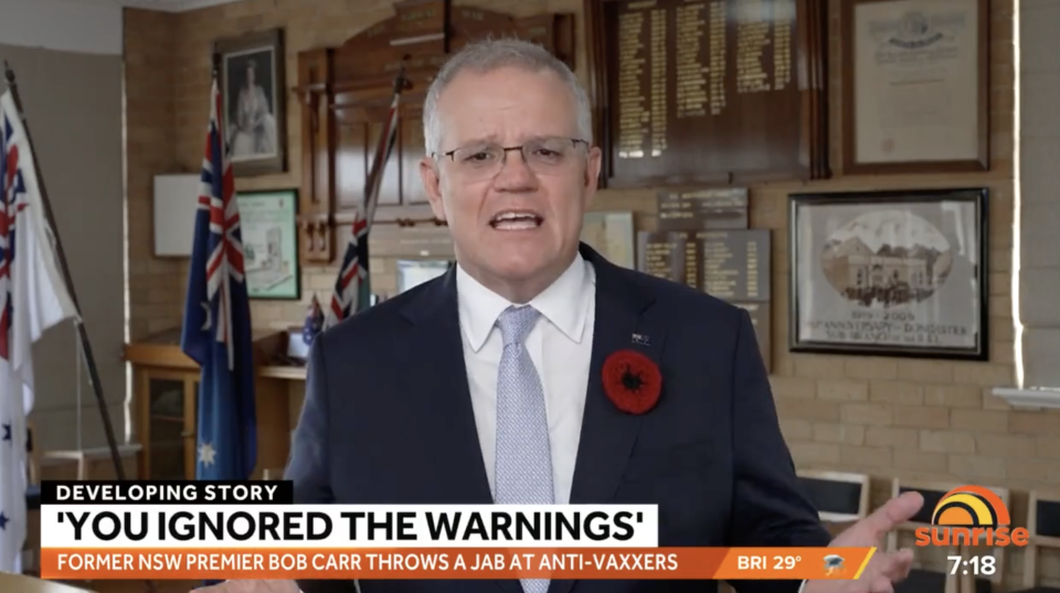 Scott Morrison during an interview on Channel Seven's Sunrise.