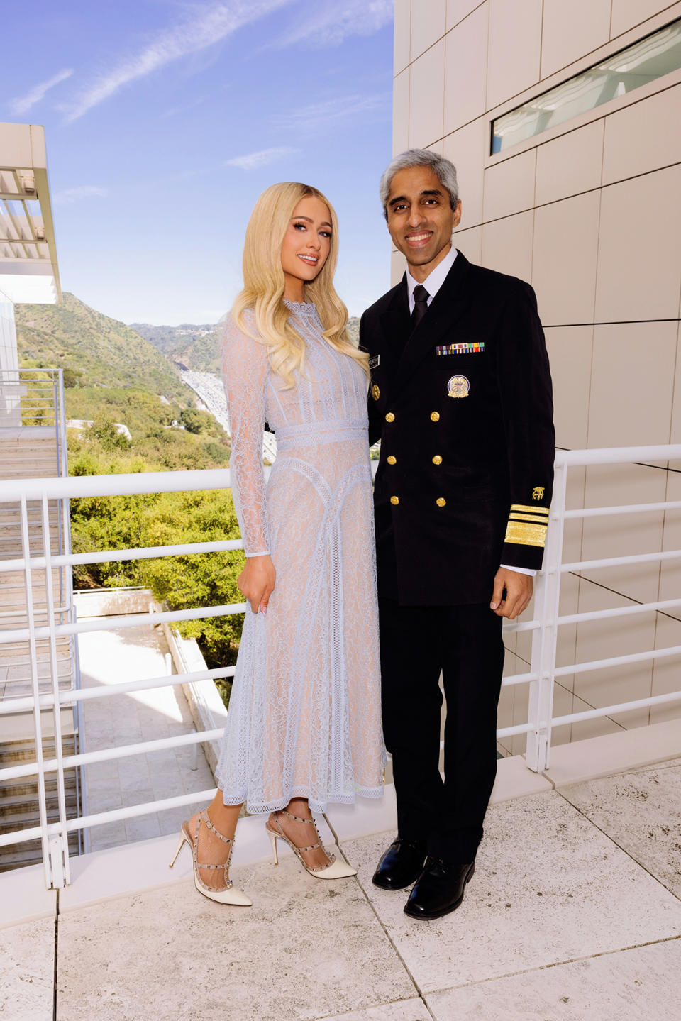 Paris Hilton and Dr. Vivek Murthy at A Day of Unreasonable Conversation.