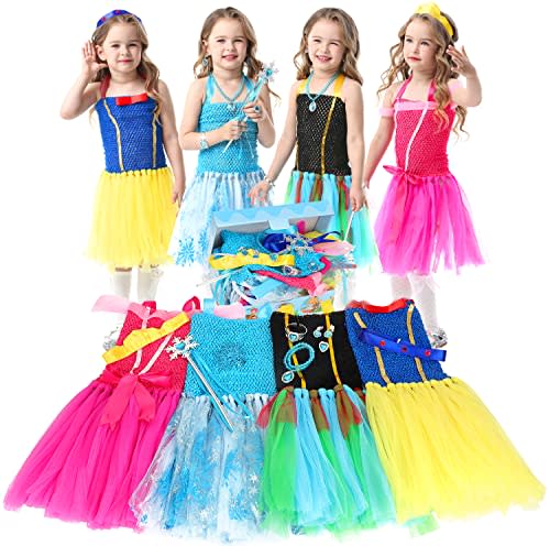 VGOFUN Girls Princess Dress up Trunk Pretend Play Costume Set for Little Girls Dress up Clothes with Wand Jewelry Accessories Role Play Gift Toys for Toddlers Girls Ages 3-6 Years