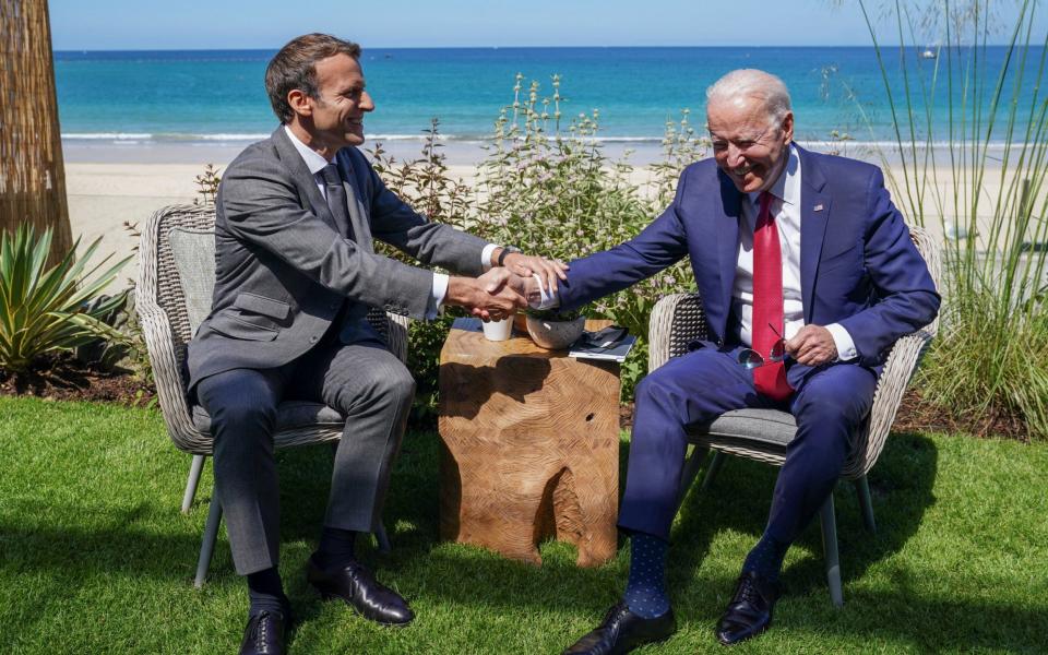 Biden and Macron at the G7 in Cornwall