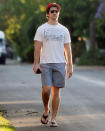 <p>Miles Teller takes a walk around his neighborhood on Tuesday in L.A. </p>