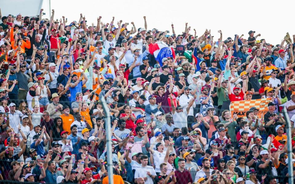  Red Bull Racing fans during qualifying ahead of the F1 Grand Prix of USA at Circuit of The Americas on October 23, 2021 in Austin, Texas - Getty Images North America 