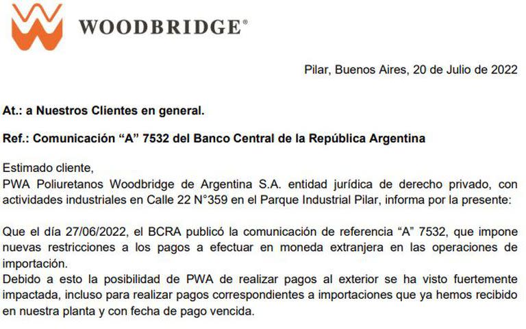 PWA envió un duro texto a sus clientes en el que se explaya sobre los problemas que enfrenta por la falta de acceso a dólares