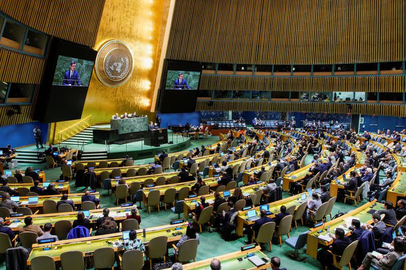 U.N. General Assembly holds high-level meeting on adoption of resolution on Ukraine in New York