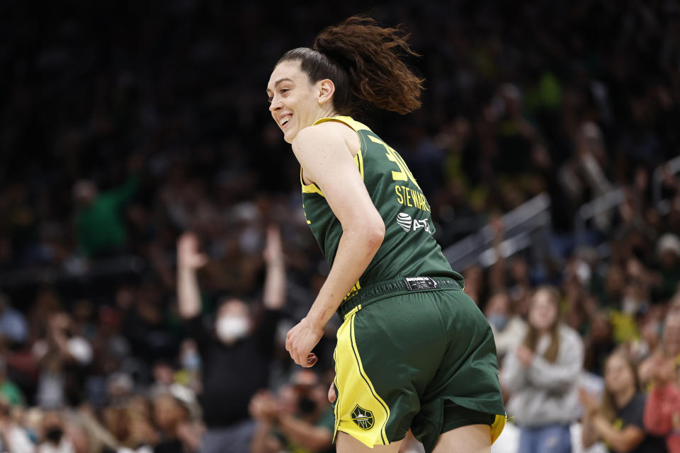 Seattle Storm superstar Breanna Stewart is the biggest name on the free-agent market this offseason. (Steph Chambers/Getty Images)