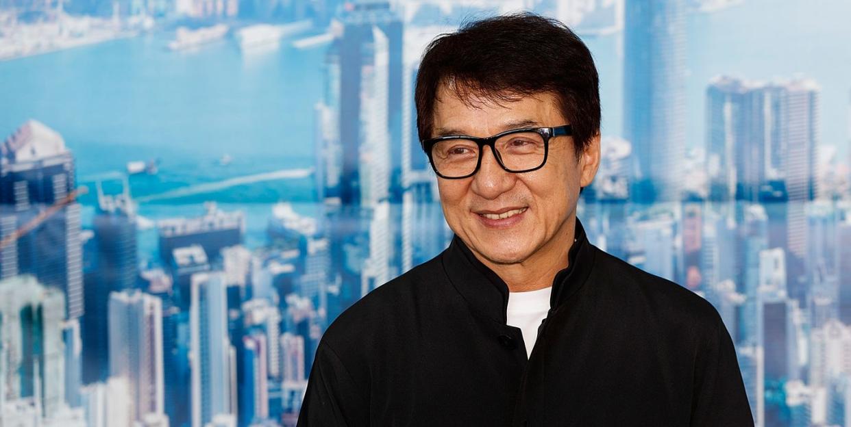 jackie chan celebrates hong kong airlines' inaugural flight to vancouver, bc