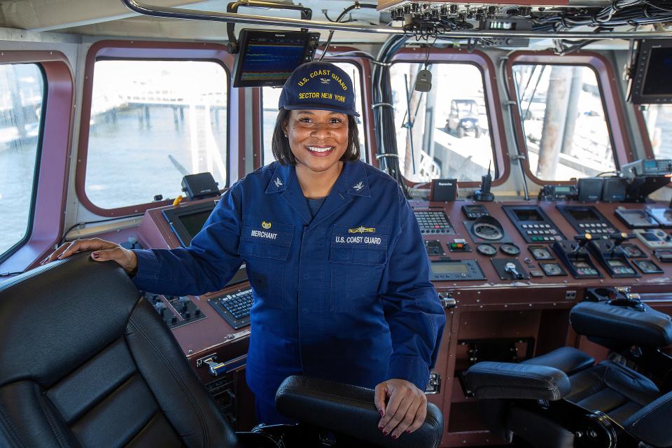 Captain Zeita Merchant, currently the Commanding Officer of the U.S. Coast Guard Sector New York, will become the highest-ranking Black woman in the U.S. Coast Guard history when she earns the rank of Rear Admiral in April. Capt. Merchant was on the U.S. Coast Guard Cutter Beluga for a tour at the U.S. Coast Guard Station Sandy Hook in Middletown Township on Wednesday.