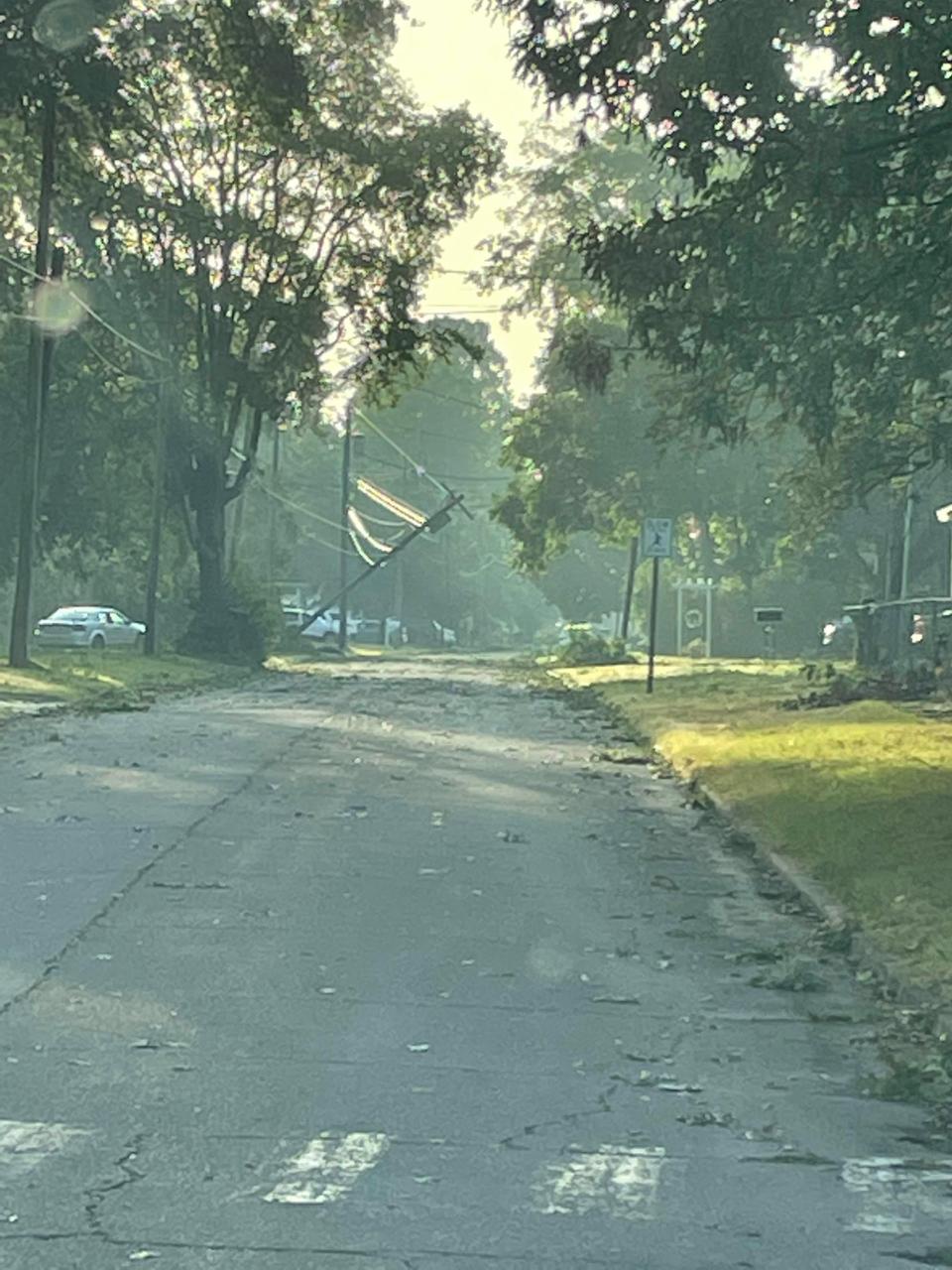 A late night storm left damage in Paris, Arkansas Monday morning, July 18, 2022.