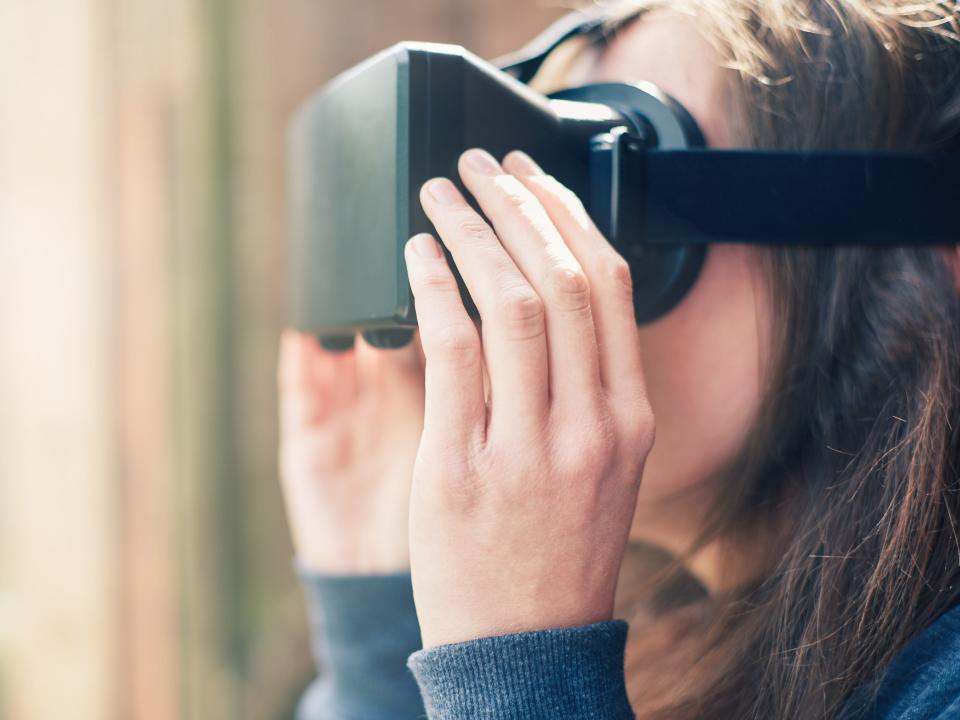 Woman using a virtual reality headset