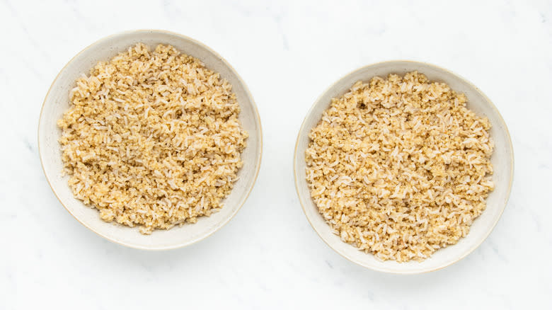 Two bowls of rice and quinoa