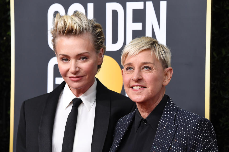 BEVERLY HILLS, CALIFORNIA - JANUARY 05: Portia de Rossi and Ellen DeGeneres attend the 77th Annual Golden Globe Awards at The Beverly Hilton Hotel on January 05, 2020 in Beverly Hills, California. (Photo by Steve Granitz/WireImage)