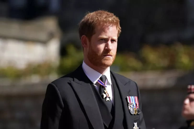 Prince Harry at Prince Philip's funeral exactly three years ago