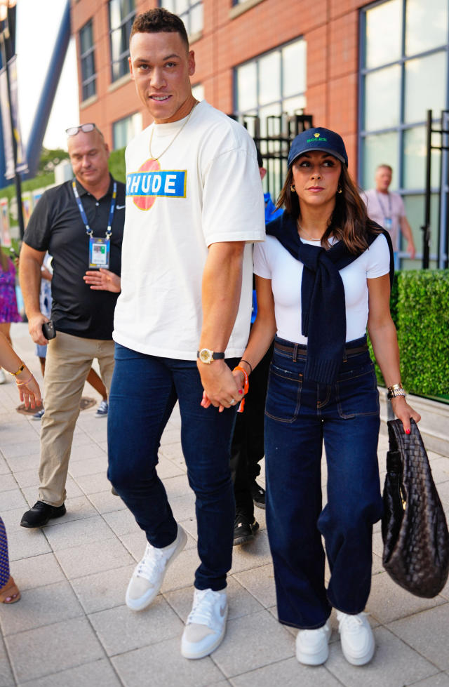 Aaron Judge and Wife Samantha Bracksieck Hold Hands as They Step Out for US  Open
