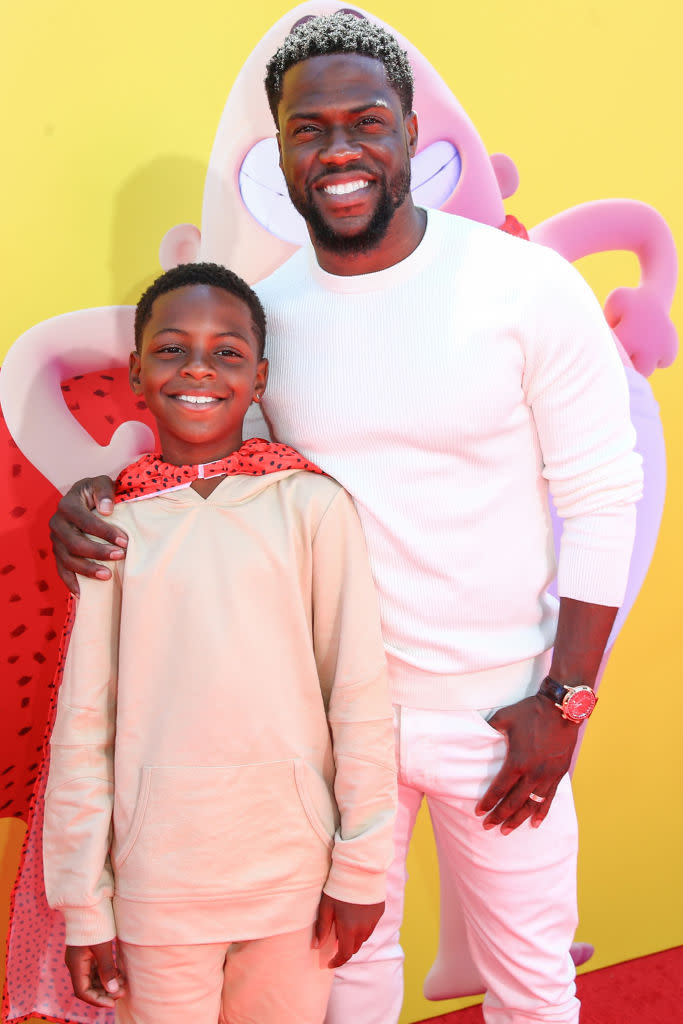 WESTWOOD, CA - MAY 21: Hendrix Hart (L) and actor Kevin Hart attend the premiere of 20th Century Fox's 'Captain Underpants: The First Epic Movie' at Regency Village Theatre on May 21, 2017 in Westwood, California. (Photo by Rich Fury/Getty Images)