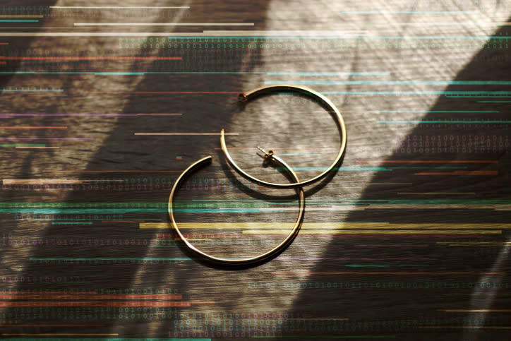 Hoop earrings on a table