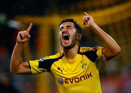 Football Soccer - Borussia Dortmund v Legia Warszawa - Champions League - Signal Iduna Park, Dortmund, Germany - 22/11/16 - Dortmund's Nuri Sahin celebrates after he scored against Warszawa. REUTERS/Wolfgang Rattay