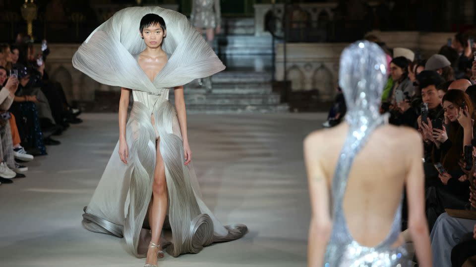 Gaurav Gupta's collection played with both volume and intricacy. - Thomas Samson/AFP/Getty Images
