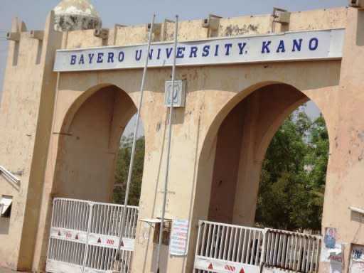 A view of the gate of Bayero University in northern Nigerian city of Kano where Christian worshippers were killed and others seriously injured in shootings and bomb attacks on two church services