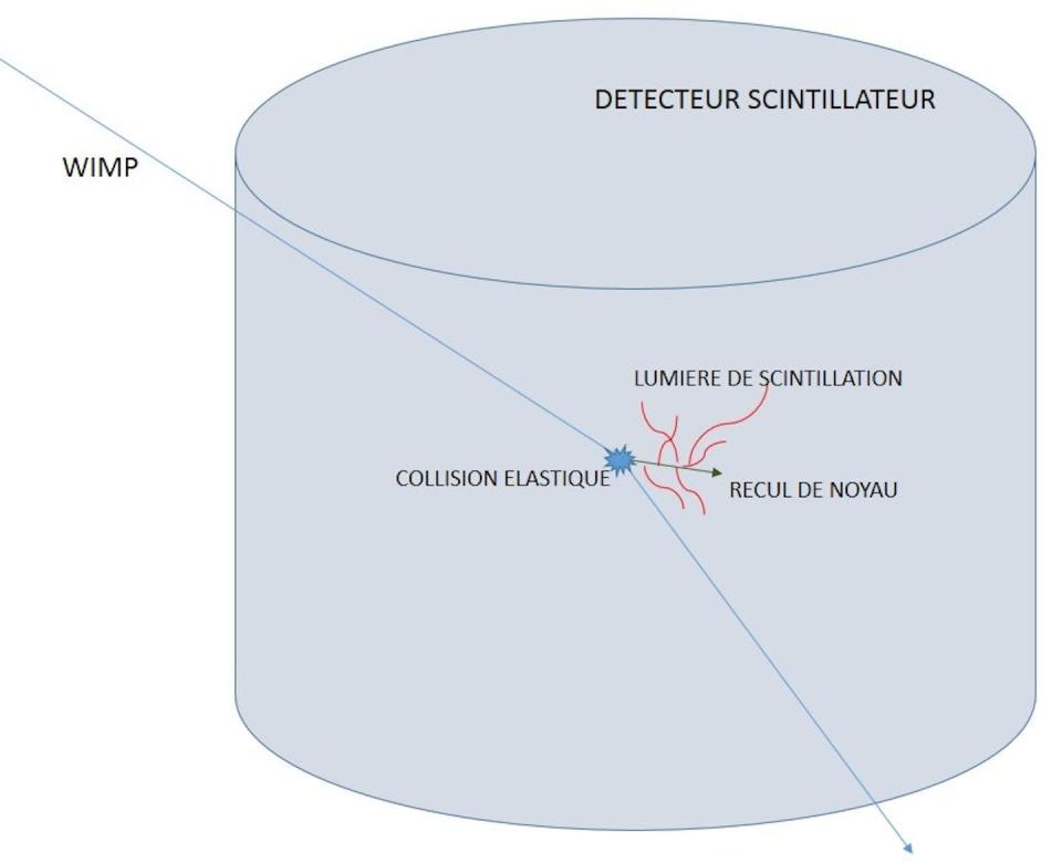 Principe van directe detectie van donkere materie genaamd WIMP's door een flits (DAMA-experiment) bij LNGS (Gran Sasso Underground Laboratory).  Blog spreek daar uit, ingediend door de auteur