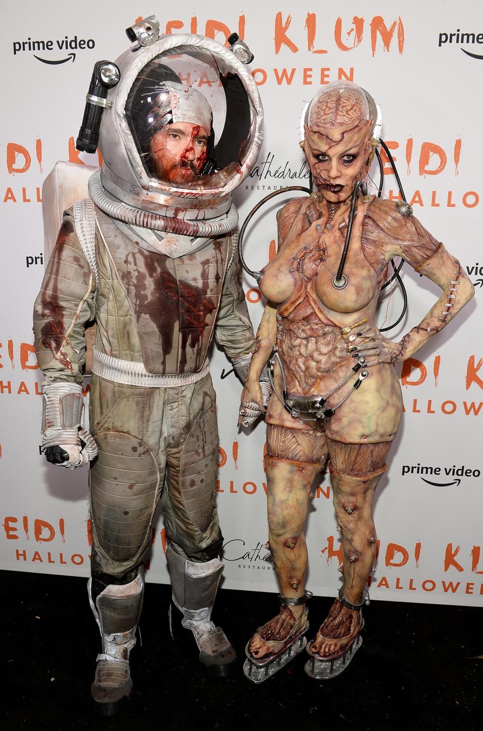 Tom Kaulitz (L) and Heidi Klum attend Heidi Klum's 20th Annual Halloween Party presented by Amazon Prime Video and SVEDKA Vodka at Cathédrale New York on October 31, 2019 in New York City