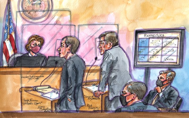 Court sketch of Apple vs Epic