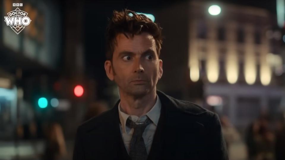 David Tennant looking pensive, as per, in Doctor Who.