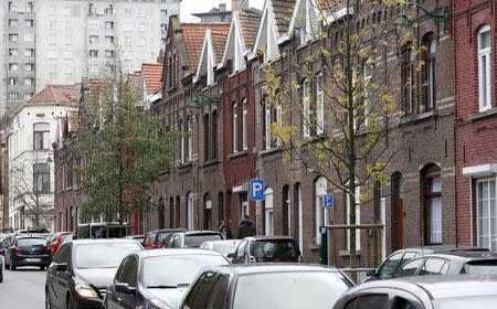 A general view shows a street in the neighbourhood of Molenbeek, where Belgian police staged a raid following the attacks in Paris, at Brussels, Belgium November 15, 2015. REUTERS/Yves Herman