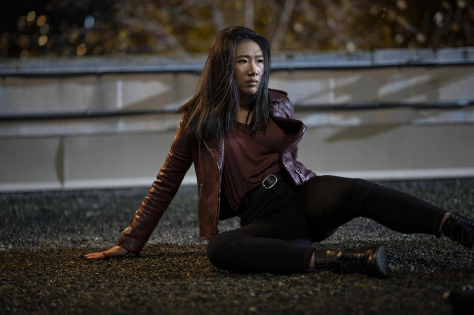 This image released by The CW shows Olivia Liang as Nicky Shen in a scene from "Kung Fu," premiering on April 7. (Kailey Schwerman/The CW via AP)