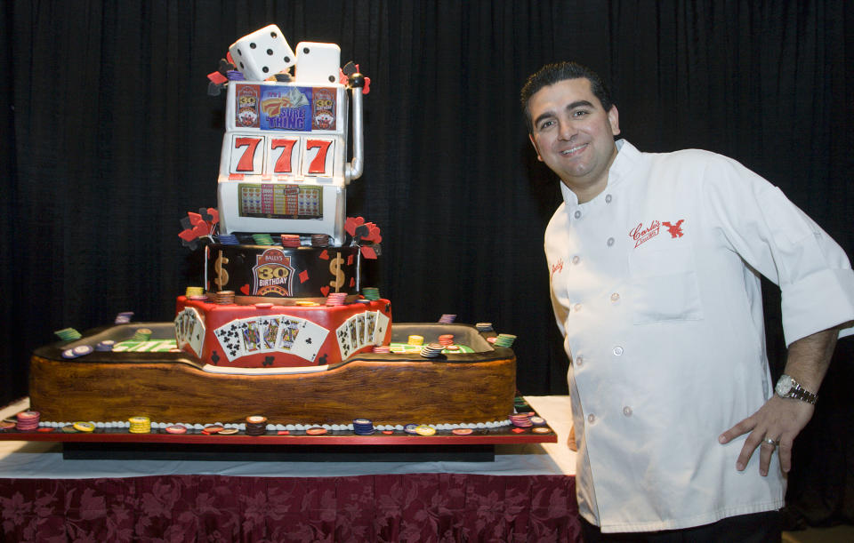 In this March 27, 2010 photo, Buddy Valastro, of the TLC show "Cake Boss," unveils the 30th anniversary cake he made for Bally's Atlantic City in Atlantic City, N.J. (AP Photo/Sean M. Fitzgerald)