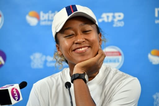 She's loving it: Naomi Osaka appears to thrive on the attention at Brisbane last week