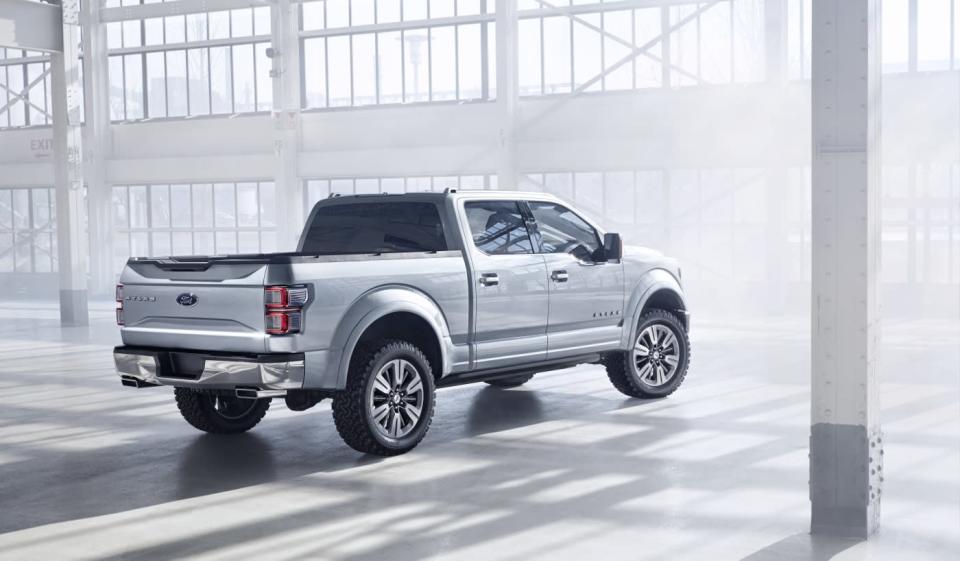 <b>Ford Atlas pickup concept</b>: Ford unveiled the Ford Atlas pickup concept at the 2013 Detroit auto show, previewing ideas for the next-generation of F-Series pickups due in a few years.