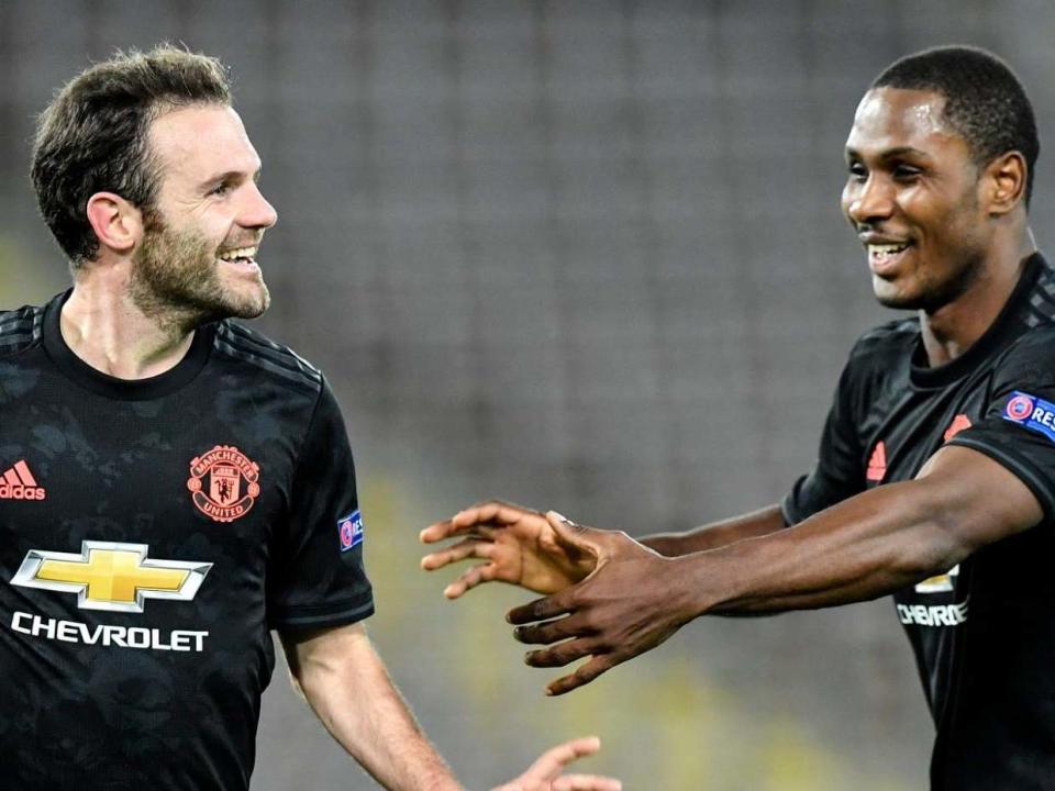 Mata and Ighalo celebrate: AP