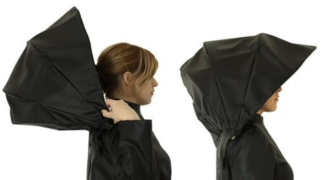 The Umbrella Coat Raincoat combines two rainy-day essentials. (Photo by Vassilis Makris, via ABCNews.com)