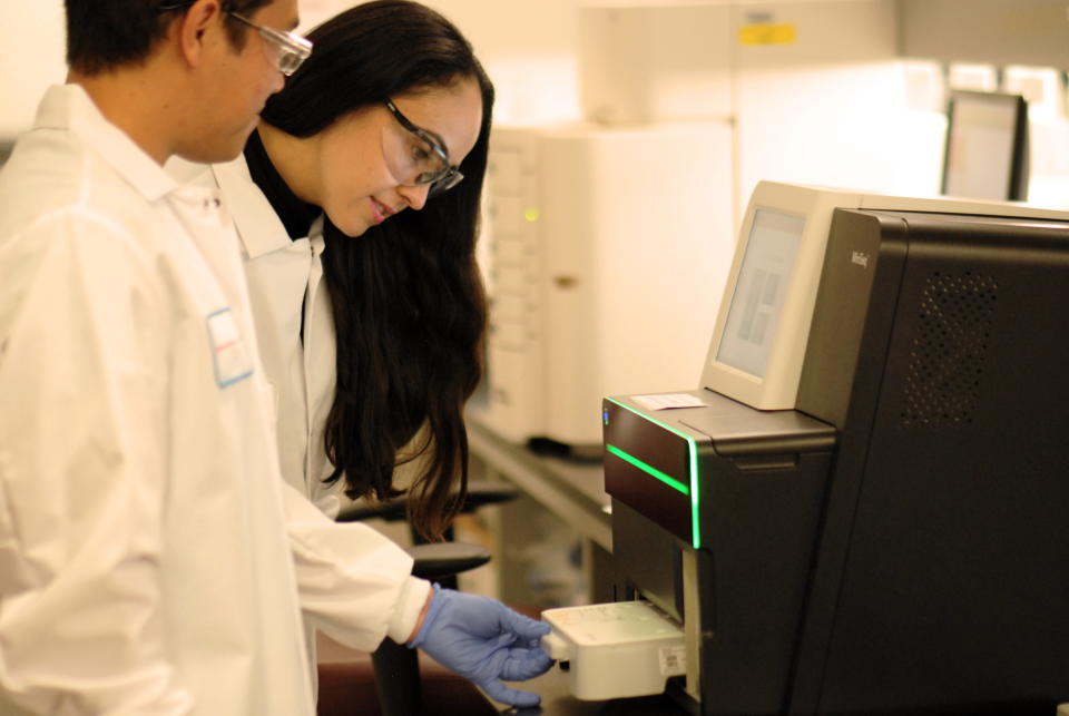 Researchers work in a lab at Persephone Biome.