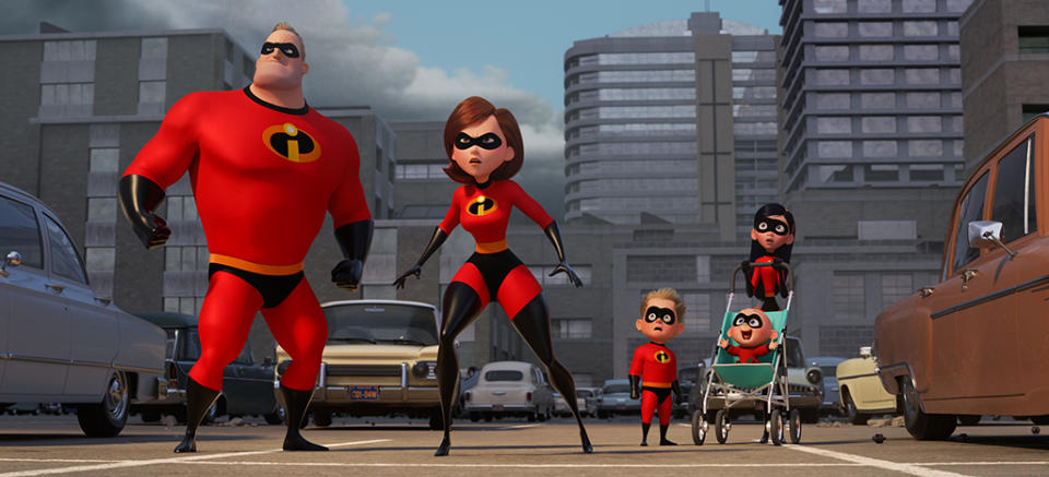 <p>Pixar’s <a rel="nofollow" href="https://www.yahoo.com/entertainment/tagged/incredibles-2" data-ylk="slk:beloved superhero family;elm:context_link;itc:0;sec:content-canvas" class="link ">beloved superhero family</a> picks up where it left off in 2004, battling villains in a world where superpowers have been banned — except this time, wife and mother Elastigirl (Holly Hunter) leads the fight against evil while Mr. Incredible (Craig T. Nelson) stays home with teenage Violet (Sarah Vowell), 10-year-old Dash (Huck Milner), and baby Jack-Jack. | <a rel="nofollow" href="https://www.yahoo.com/entertainment/incredibles-2-teaser-shows-superhero-tough-common-core-math-tougher-163916415.html" data-ylk="slk:Watch trailer;elm:context_link;itc:0;sec:content-canvas;outcm:mb_qualified_link;_E:mb_qualified_link;ct:story;" class="link  yahoo-link">Watch trailer</a> (Disney) </p>