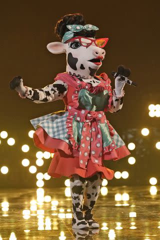 <p>Trae Patton / FOX</p> Cow performs on 'The Masked Singer' season 10.