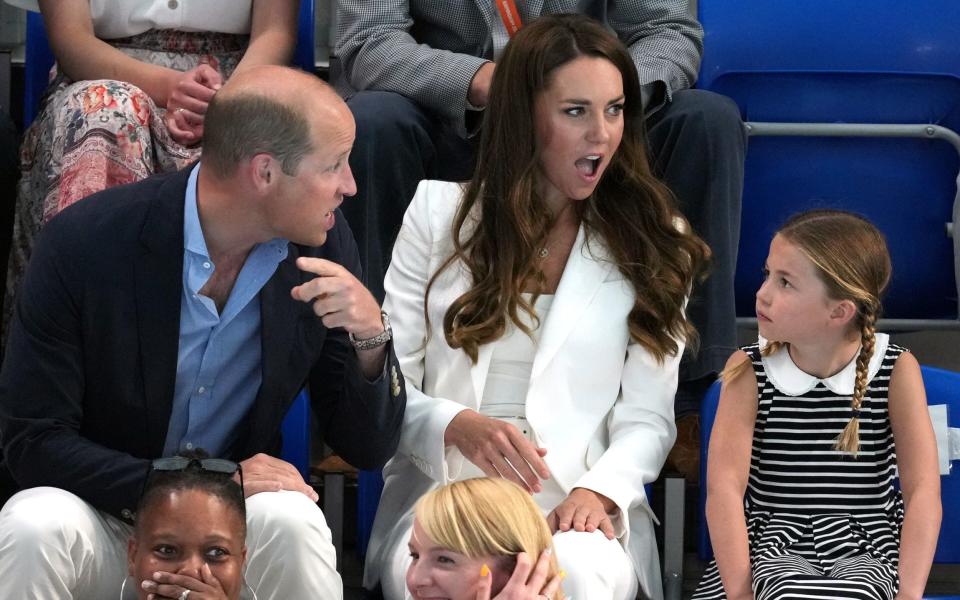 Duke and Duchess of Cambridge and Princess Charlotte at Commonwealth Games - Jacob King/PA Wire