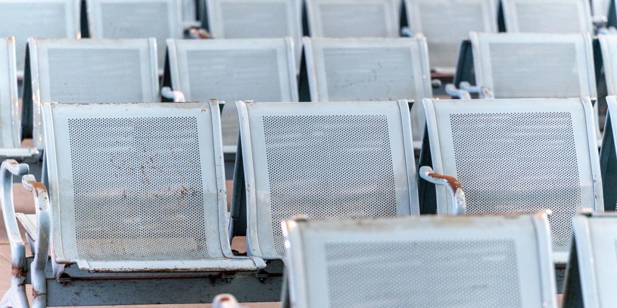 rusty metal seats