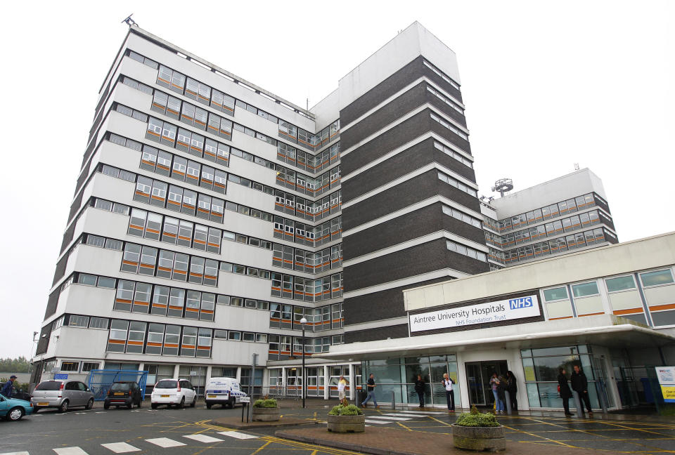 General view of the Aintree University Hospital building in the Fazakerley area of Liverpool