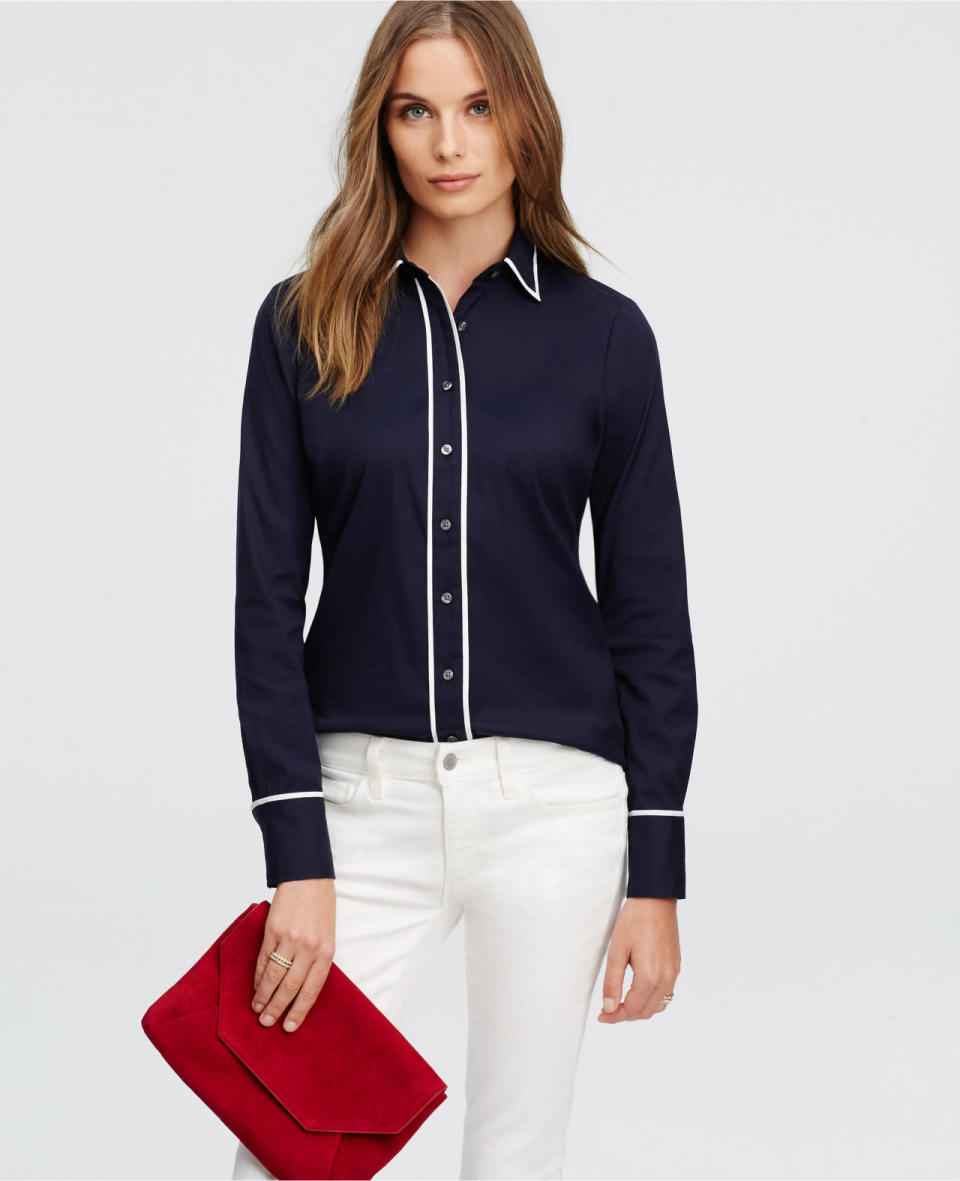 Ann Taylor Contrast Shirt, $80