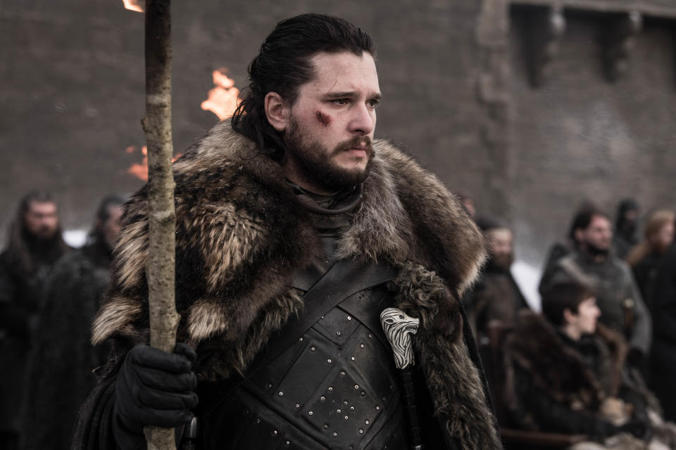 Jon Snow (Kit Harington) pays tribute to the fallen in the fourth episode of the final season of 'Game of Thrones' (Photo: Helen Sloan/HBO)