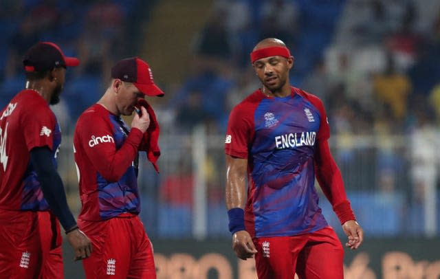 Tymal Mills, right, has been ruled out of the rest of the tournament (Aijaz Rahi/AP/PA)