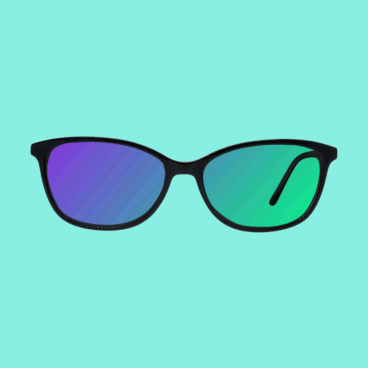 Animation of sunglasses with light passing through them
