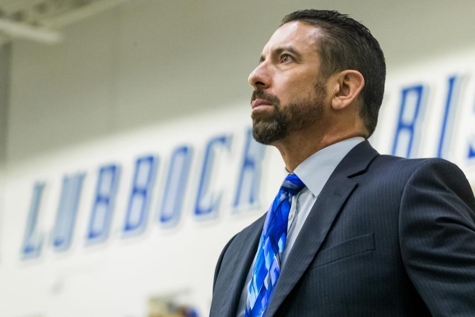 LCU head coach Steve Gomez looks on against Arkansas Fort Smith on Thursday, Jan. 6, 2022, at the Rip Griffin Center in Lubbock, Texas.