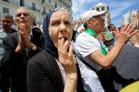 Demonstrators gesture and chant slogans during an anti-government protest in Algiers, Algeria May 17, 2019. REUTERS/Ramzi Boudina
