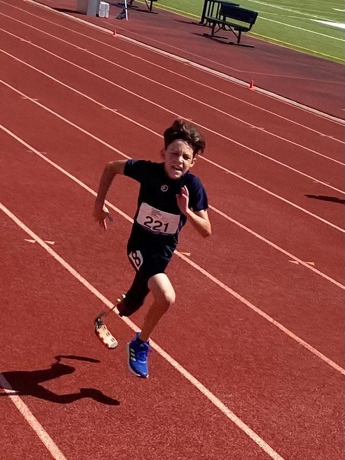 Logan Marmino, a 12-year-old from Medford, competes in track and field for the New Jersey Navigators and plays baseball for the Jersey State Bombers.