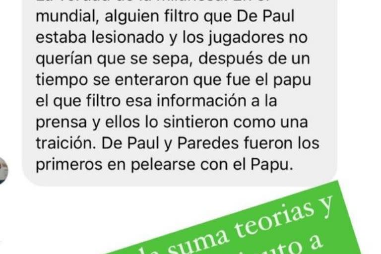 Juariu mostró uno de los indicios sobre la ruptura de la relación entre Papu Goméz y el resto de los jugadores de la selección