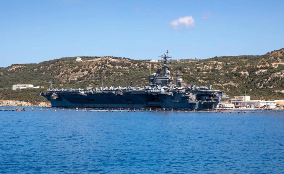 USS Dwight D. Eisenhower pulls into port in Souda Bay, Crete.