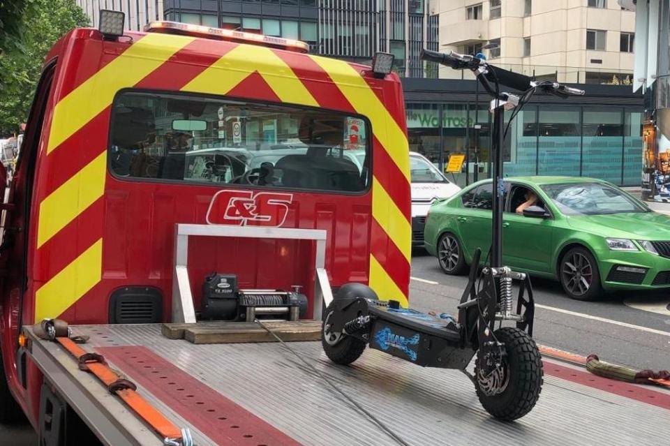 An e-scooter seized by police (Met Cycle Police / Twitter)