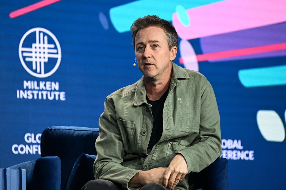 US actor Edward Norton speaks during the Milken Institute Global Conference in Beverly Hills, California, on May 2, 2023. (Photo by Patrick T. Fallon / AFP) (Photo by PATRICK T. FALLON/AFP via Getty Images)
